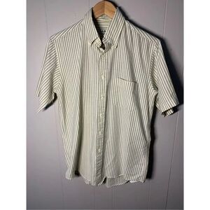 L.L. Bean Mens Shirt Striped Button Up Pocket Short Sleeve Size 15.5